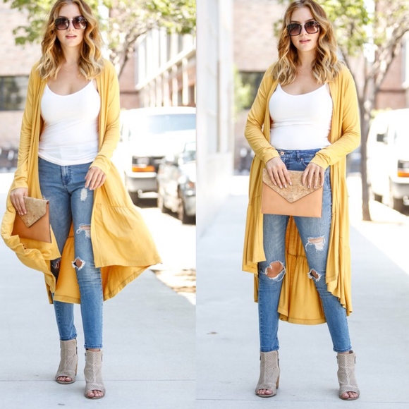 CLARA Long Sleeve Pop of Color Cardigan - SAGE - Picture 5 of 7